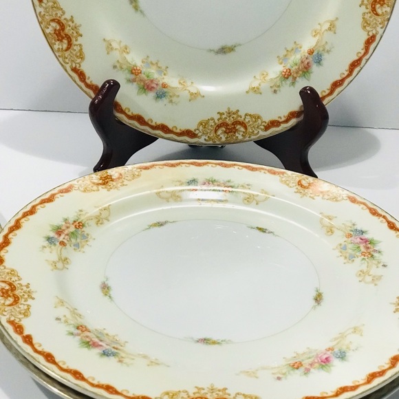 Set of 4 Vintage Hinode Noritake Diner Plates Tan and Flowers Discontinued 10” - Picture 6 of 7